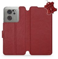 Kožené Mobiwear flip pro Xiaomi 13T / 13T Pro - Tmavě červené - L_DRS - Phone Case