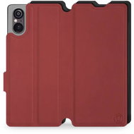 Mobiwear Soft Touch flip pro Sony Xperia 5 V - Cihlové & Černé - Phone Case