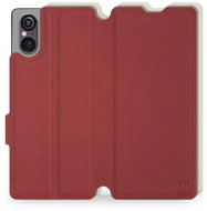 Mobiwear Soft Touch flip pro Sony Xperia 5 V - Cihlové & Béžové - Phone Case