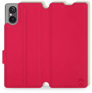 Mobiwear Soft Touch flip pro Sony Xperia 5 V - Rudé & Béžové - Phone Case
