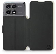 Mobiwear Soft Touch flip knížkové pro Xiaomi Poco X6 Pro 5G - Černé & Béžové - Phone Case