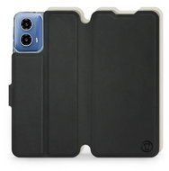 Mobiwear Soft Touch flip knížkové pro Motorola Moto G34 5G - Černé & Béžové - Phone Case
