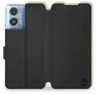 Mobiwear Soft Touch flip knížkové pro Motorola Moto G24 Power - Černé & Béžové - Phone Case