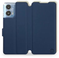 Mobiwear Soft Touch flip knížkové pro Motorola Moto G24 Power - Modré & Béžové - Phone Case