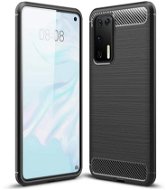 Carbon Case Flexible silikónový kryt na Huawei P40, čierny - Kryt na mobil
