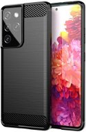 Carbon Case Flexible silikonový kryt na Samsung Galaxy S21 Ultra 5G, černý - Phone Cover