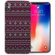 Caseflex Aztec Hearts gumové pouzdro na iPhone X/XS, růžové/černé - Phone Case