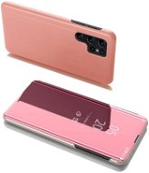 Clear View knížkové pouzdro na Samsung Galaxy S22 Ultra, růžové - Phone Case