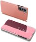 Clear View knižkové puzdro na Samsung Galaxy S22, ružové - Puzdro na mobil