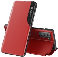 Eco Leather View knižkové puzdro na Samsung Galaxy S21 FE, červené - Puzdro na mobil