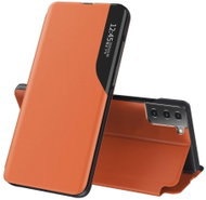 Eco Leather View knížkové pouzdro na Samsung Galaxy S21 Plus 5G, oranžové - Phone Case