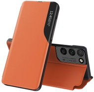 Eco Leather View knížkové pouzdro na Samsung Galaxy S21 Ultra 5G, oranžové - Phone Case
