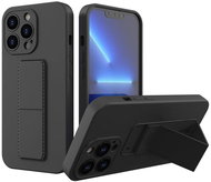 Kickstand silikonový kryt na iPhone 13, černý - Phone Cover