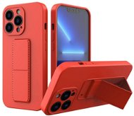 Kickstand silikónový kryt na iPhone 13, červený - Kryt na mobil