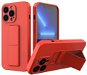Kickstand silikonový kryt na iPhone 13, červený - Phone Cover
