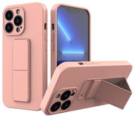 Kickstand silikonový kryt na iPhone 13, růžový - Phone Cover