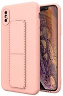 Kickstand silikónový kryt na iPhone X/XS, ružový - Kryt na mobil