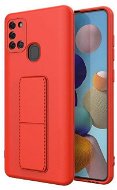 Kickstand silikónový kryt na Samsung Galaxy A21S, červený - Kryt na mobil