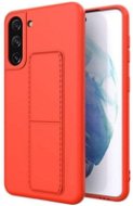 Kickstand silikonový kryt na Samsung Galaxy S21 5G, červený - Phone Cover