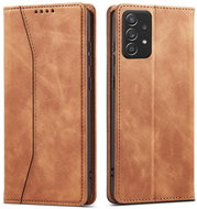 Magnet Fancy knížkové kožené pouzdro na Samsung Galaxy A52 5G, hnědé - Phone Case