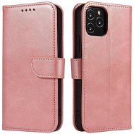 Magnet knížkové kožené pouzdro na iPhone 12 / 12 Pro, růžové - Phone Case