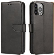 Magnet knížkové kožené pouzdro na iPhone 14 Plus, černé - Phone Case