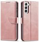 Magnet knižkové kožené puzdro na Samsung Galaxy S22 Plus, ružové - Puzdro na mobil