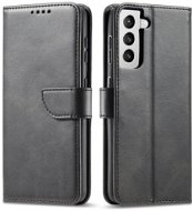 Puzdro na mobil Magnet knižkové kožené puzdro na Samsung Galaxy S22 Ultra, čierne - Pouzdro na mobil