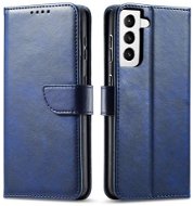 Magnet knížkové kožené pouzdro na Samsung Galaxy S22 Ultra, modré - Phone Case