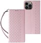 Magnet Strap knížkové kožené pouzdro na iPhone 13 Pro, růžové - Phone Case