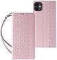 Magnet Strap knižkové kožené puzdro na iPhone 13, ružové - Puzdro na mobil