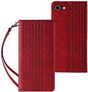 Magnet Strap knížkové kožené pouzdro na iPhone 7 / 8 / SE 2022 / SE 2020, červené - Phone Case