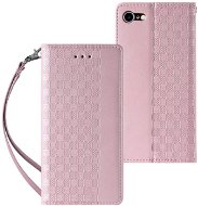 Magnet Strap knížkové kožené pouzdro na iPhone 7 / 8 / SE 2022 / SE 2020, růžové - Phone Case