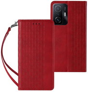 Magnet Strap knížkové kožené pouzdro na Samsung Galaxy A52 5G, červené - Phone Case