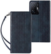 Magnet Strap knížkové kožené pouzdro na Samsung Galaxy A52 5G, modré - Phone Case