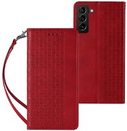 Magnet Strap knižkové kožené puzdro na Samsung Galaxy S22 Plus, červené - Puzdro na mobil