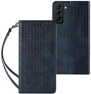 Magnet Strap knižkové kožené puzdro na Samsung Galaxy S22 Plus, modré - Puzdro na mobil