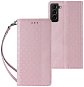Magnet Strap knížkové kožené pouzdro na Samsung Galaxy S22 Plus, růžové - Phone Case