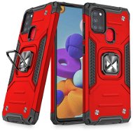Ring Armor plastový kryt na Samsung Galaxy A21S, červený - Phone Cover