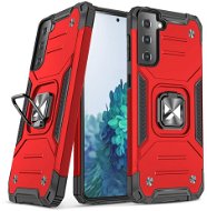 Ring Armor plastový kryt na Samsung Galaxy S21 FE, červený - Kryt na mobil