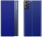 Sleep Case Smart Window knižkové puzdro na Samsung Galaxy S21 FE, modré - Puzdro na mobil