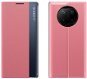 Sleep Case Smart Window knížkové pouzdro na Xiaomi Redmi Note 9T 5G, růžové - Phone Case