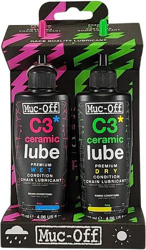 Muc-Off Wet + Dry lube lubricant set, 2 x 120 ml 
