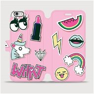 Phone Cover Flip mobile case Apple iPhone 6 / iPhone 6s - M129S Pink WHAT - Kryt na mobil