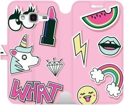 Flip Mobile Phone Cover for Samsung Galaxy J3 2016 - M129S Pink WHAT - Phone Cover - Main image