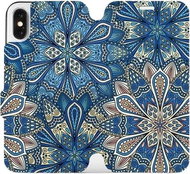 Flip mobile phone case Apple iPhone X - V108P Blue mandala flowers - Phone Cover