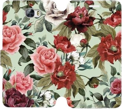 Flip mobile phone case Huawei Y5 II - MD06P Roses and flowers on light green background - Phone Cover - Main image