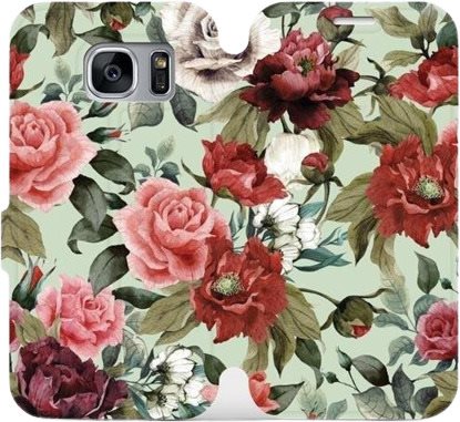 Flip case for Samsung Galaxy S7 Edge - MD06P Roses and flowers on light green background - Phone Cover - Main image