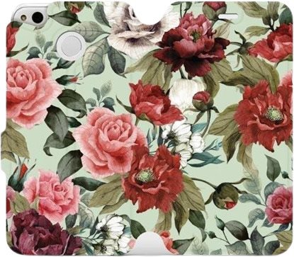 Flip case for Xiaomi Redmi 4X - MD06P Roses and flowers on light green background - Phone Cover - Main image