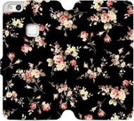 Flipové puzdro na mobil Huawei P10 Lite – VD02S Kvety na čiernom - Kryt na mobil